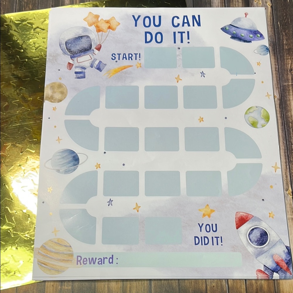 5for$10 Blue 10 Reward Chart 206 Golden Star Stickers-Outer Space Chore Chart